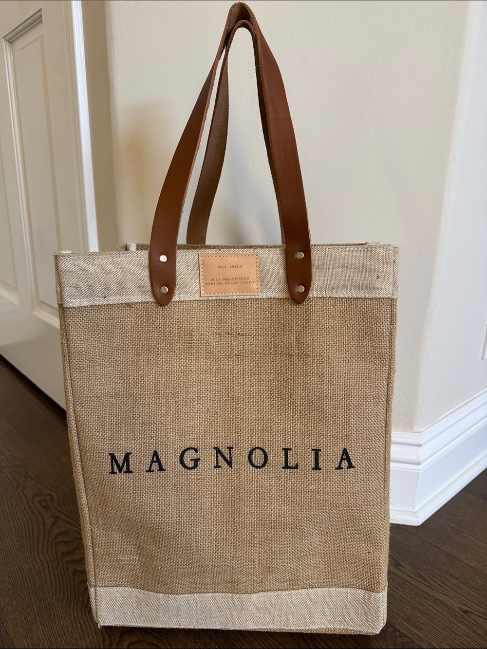 Magnolia Brown Canvas Apolis Tote Bag with Leather Handles NEW!